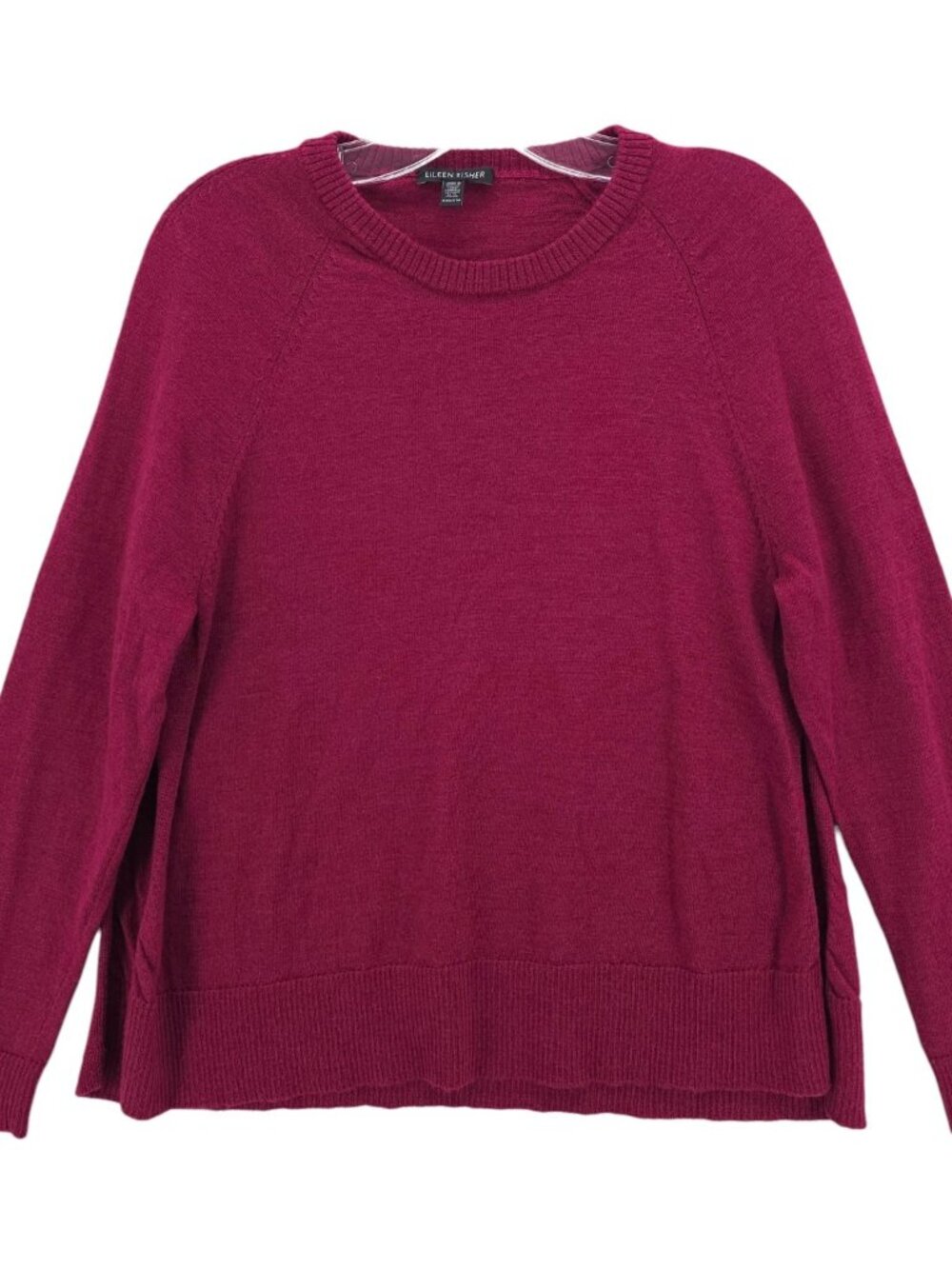 EILEEN FISHER Sweater Pullover Berry Red High Side Slits Size XXS